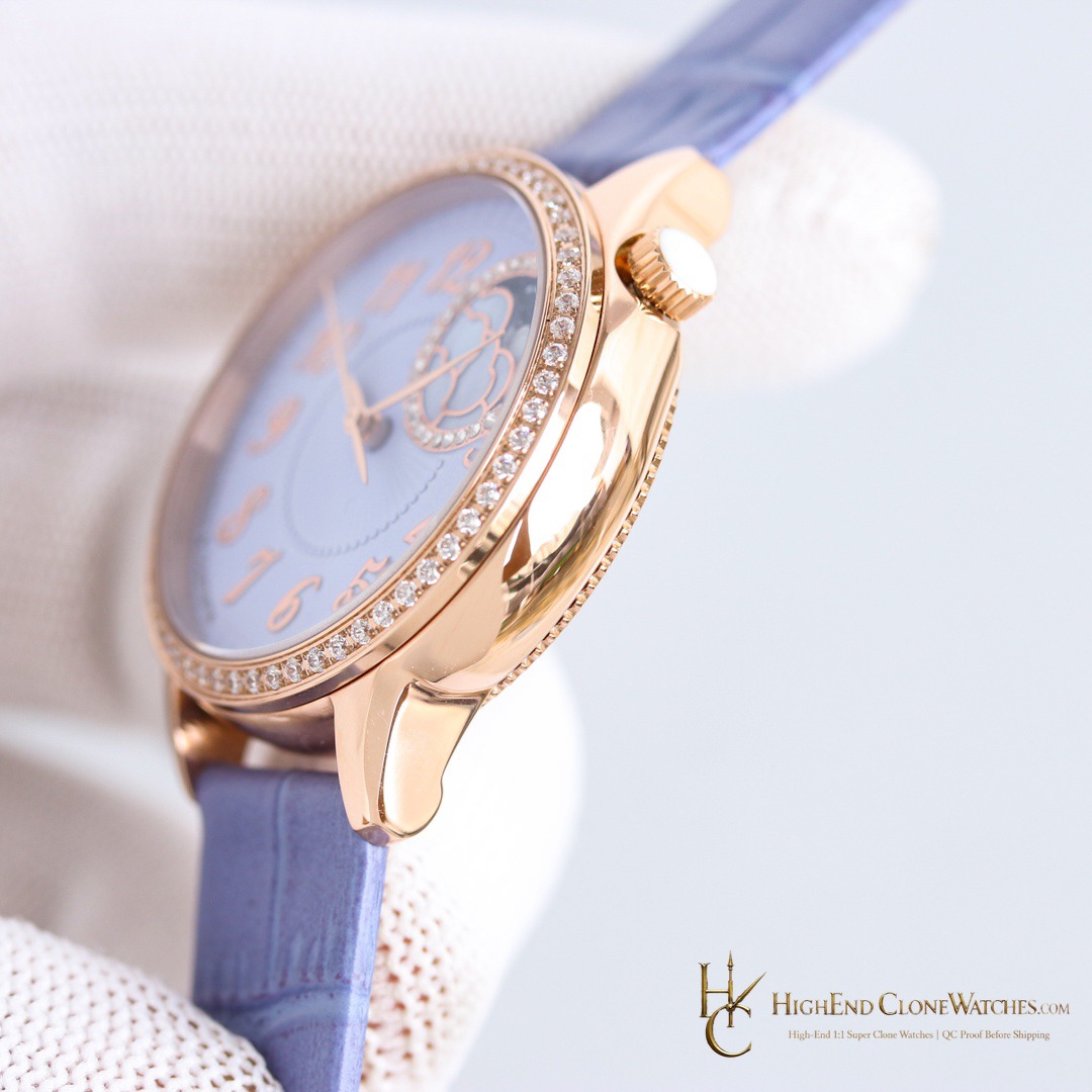Vacheron Constantin Egerie Moon Phase 8005F/000R-H030 crown and case detail super clone watch