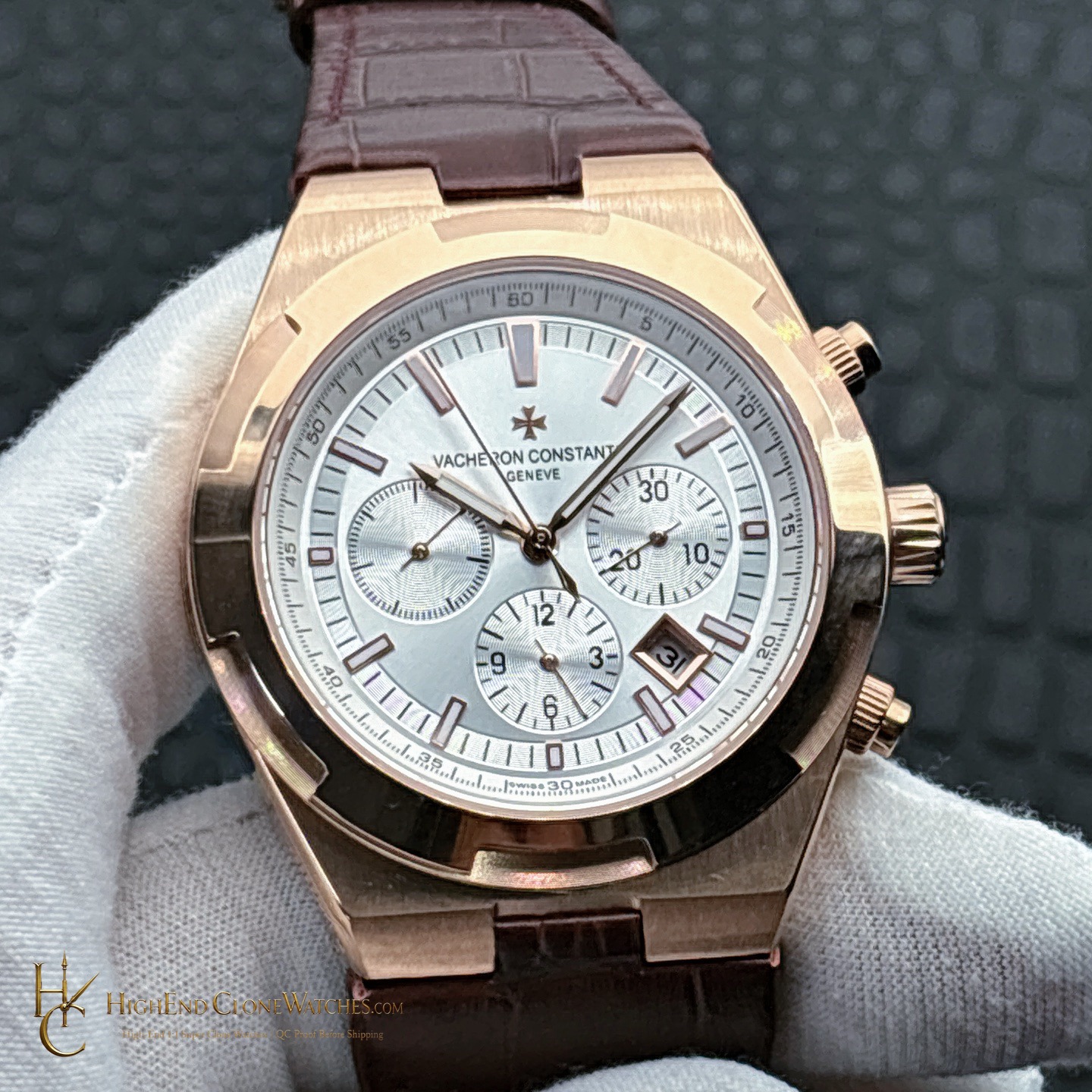 Vacheron Constantin Overseas Chronograph 5500V/000R-B074 front view super clone watch