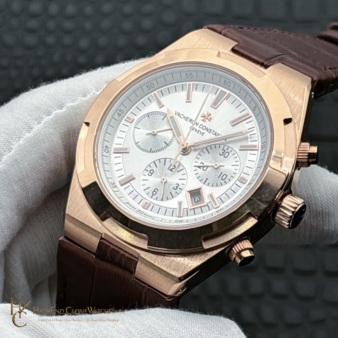 Vacheron Constantin Overseas Chronograph 5500V/000R-B074 dial and marker detail super clone watch