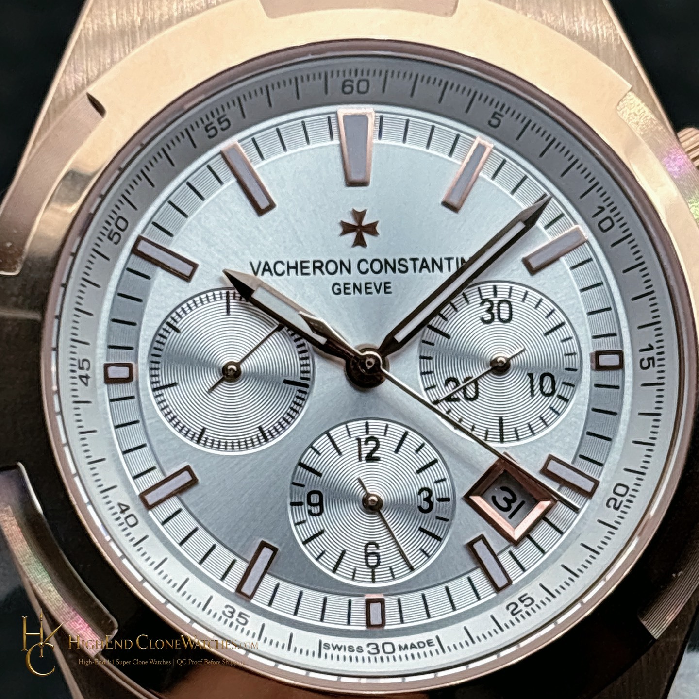 Vacheron Constantin Overseas Chronograph 5500V/000R-B074 bezel detail super clone watch