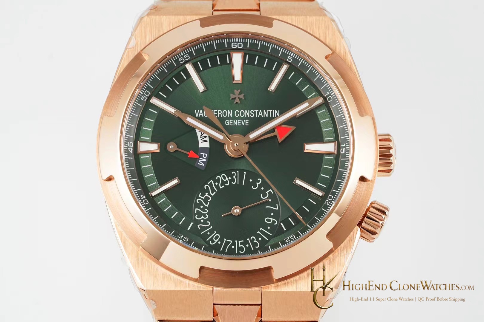 Vacheron Constantin Overseas Dual Time 7920V/210R-B965 angled dial view super clone watch