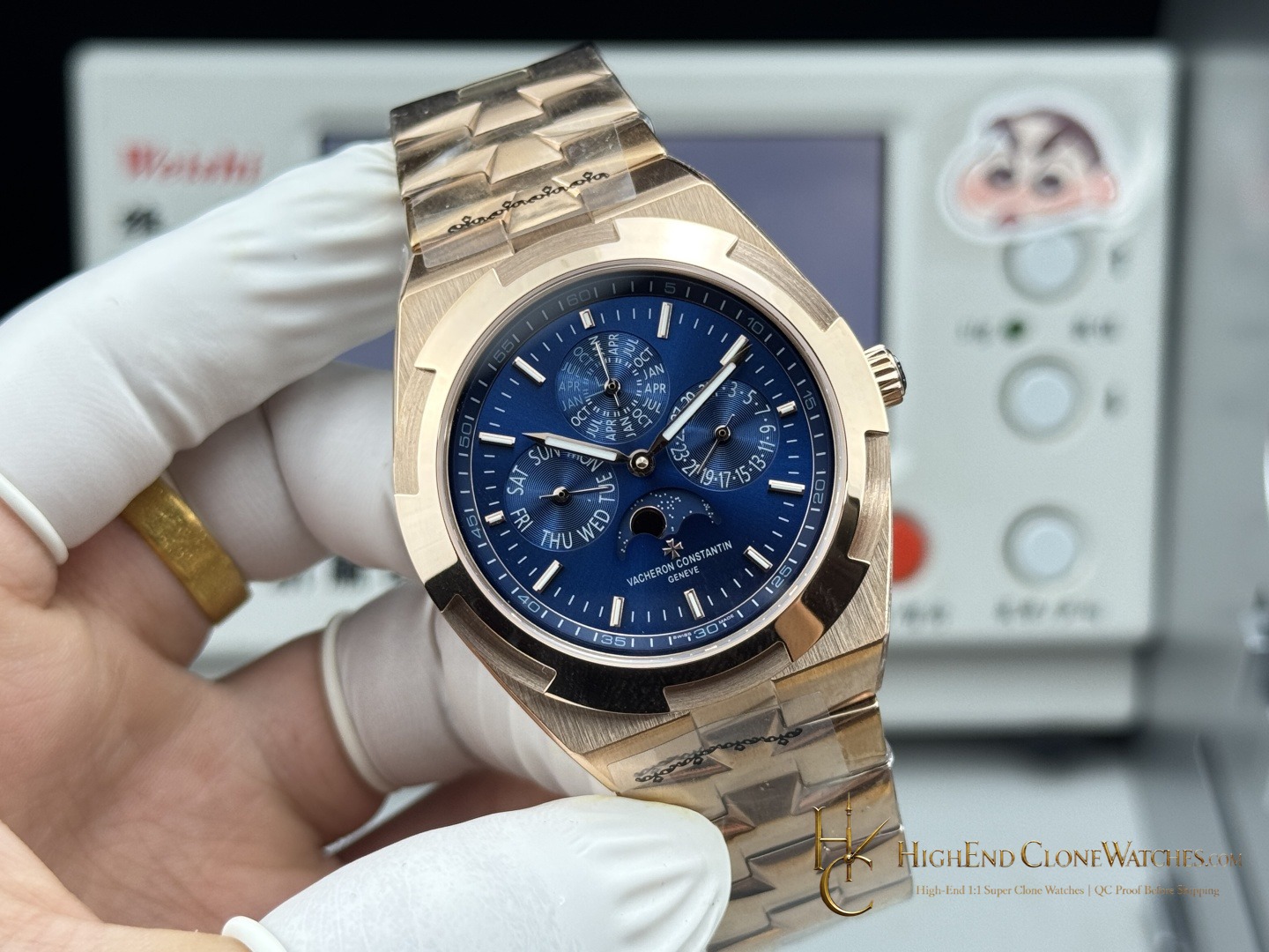 Vacheron Constantin Overseas Perpetual Calendar 4300V/220R-B509 angled dial view super clone watch