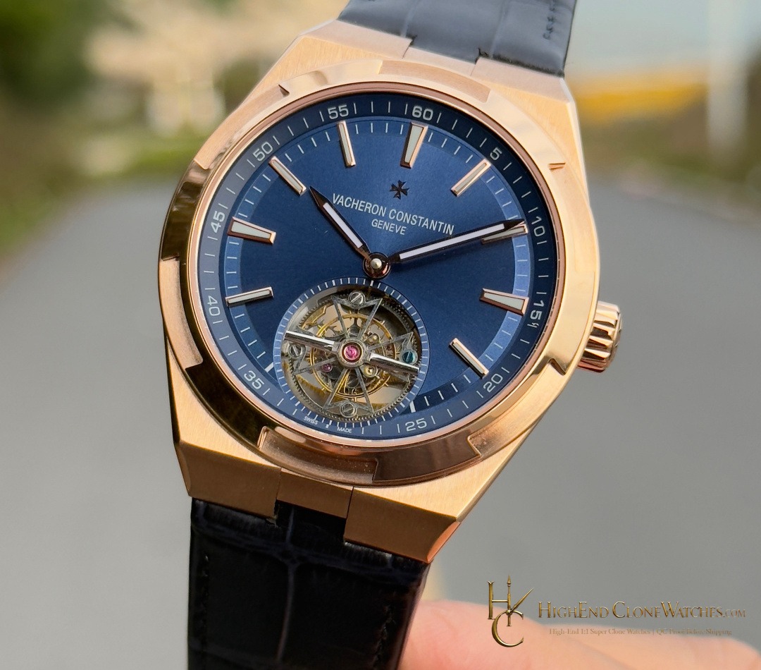 Vacheron Constantin Overseas Tourbillon 6000V/210R-B733 crown and case detail super clone watch