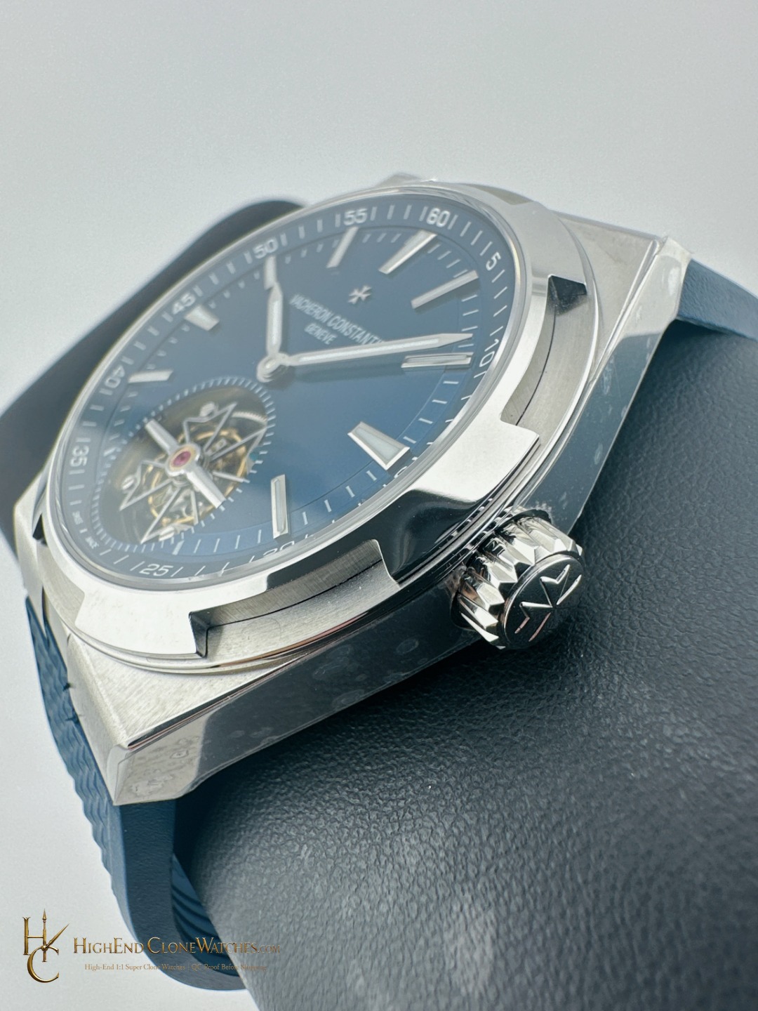 Vacheron Constantin Overseas Tourbillon 6000V/110A-B544 crown and case detail super clone watch