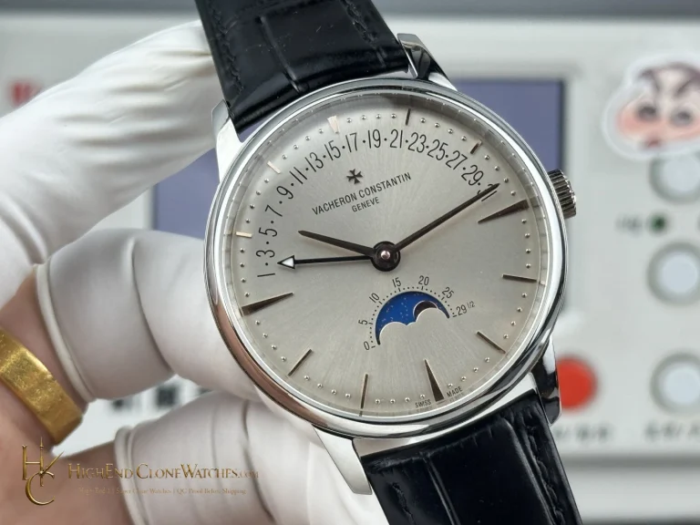 Vacheron Constantin Patrimony Moon Phase Retrograde Date 4010U/000G-B330 angled dial view super clone watch