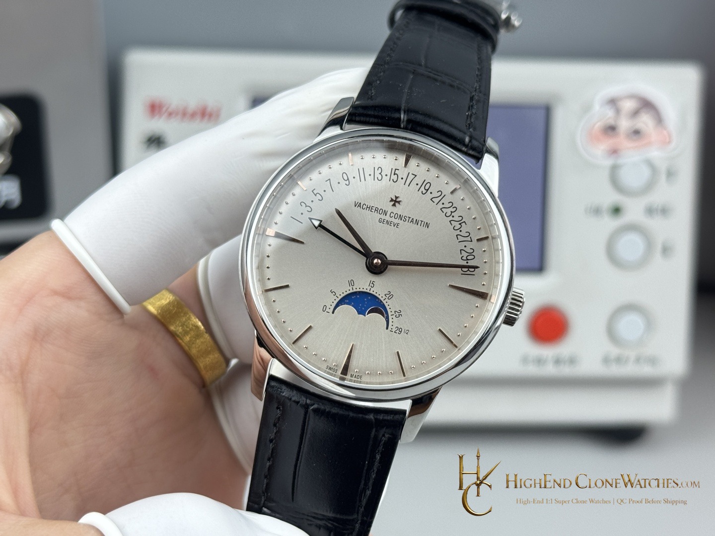 Vacheron Constantin Patrimony Moon Phase Retrograde Date 4010U/000G-B330 bezel detail super clone watch