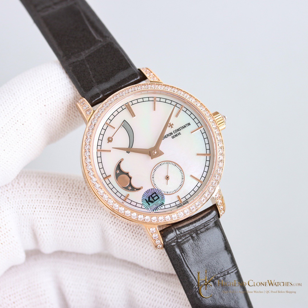Vacheron Constantin Traditionnelle Moon Phase 83570/000R-9915 angled dial view super clone watch