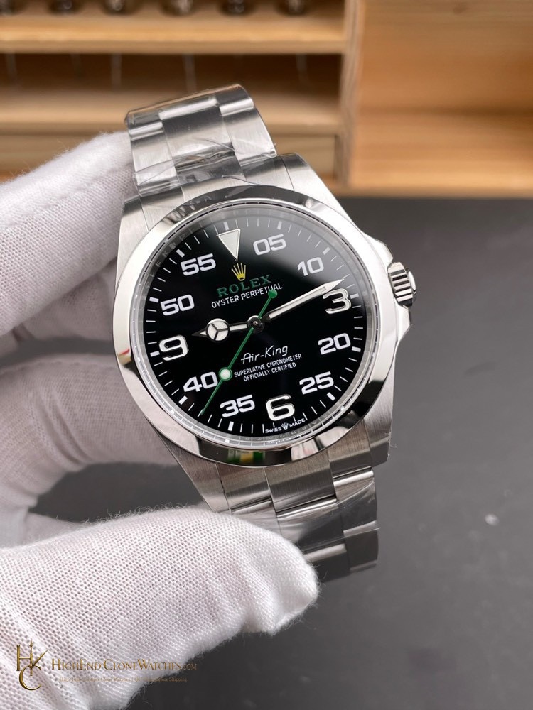 Rolex Air-King 126900 angled dial view super clone watch