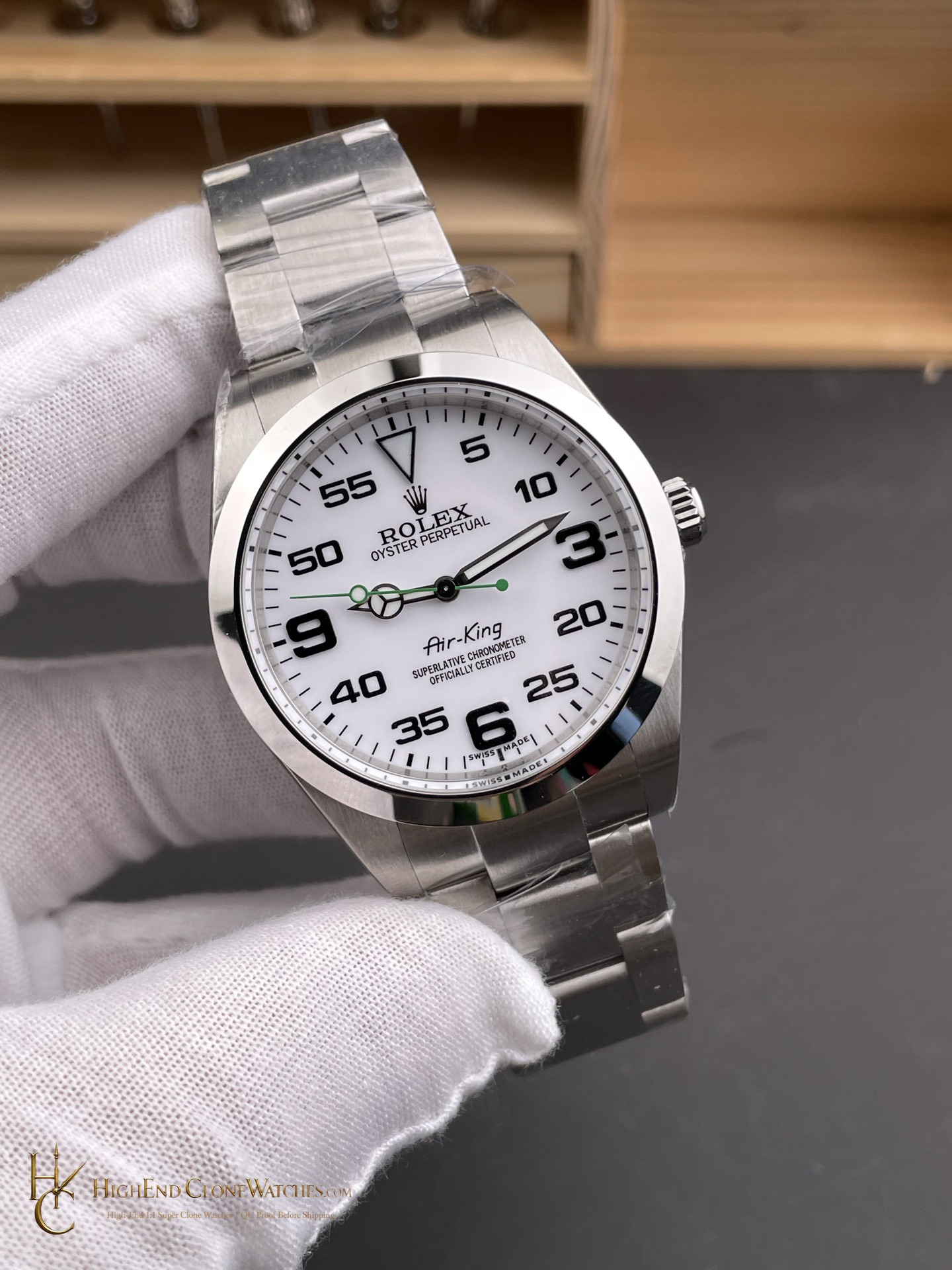 Rolex Air-King 116900-3230 angled dial view super clone watch