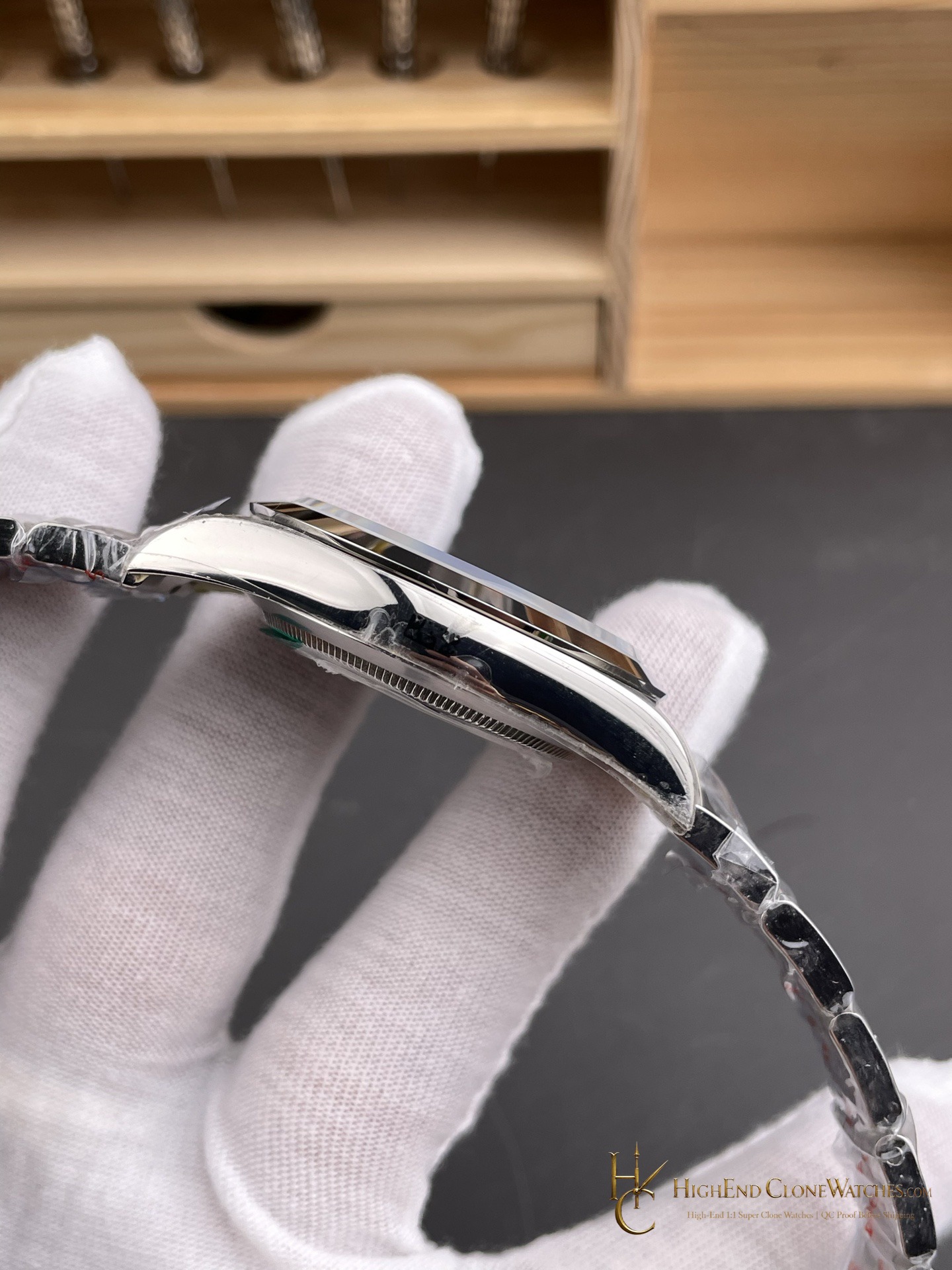 Rolex Air-King 116900-3230 crown and case detail super clone watch