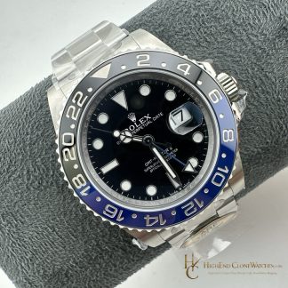 Rolex GMT-Master II 126710BLNR angled dial view super clone watch