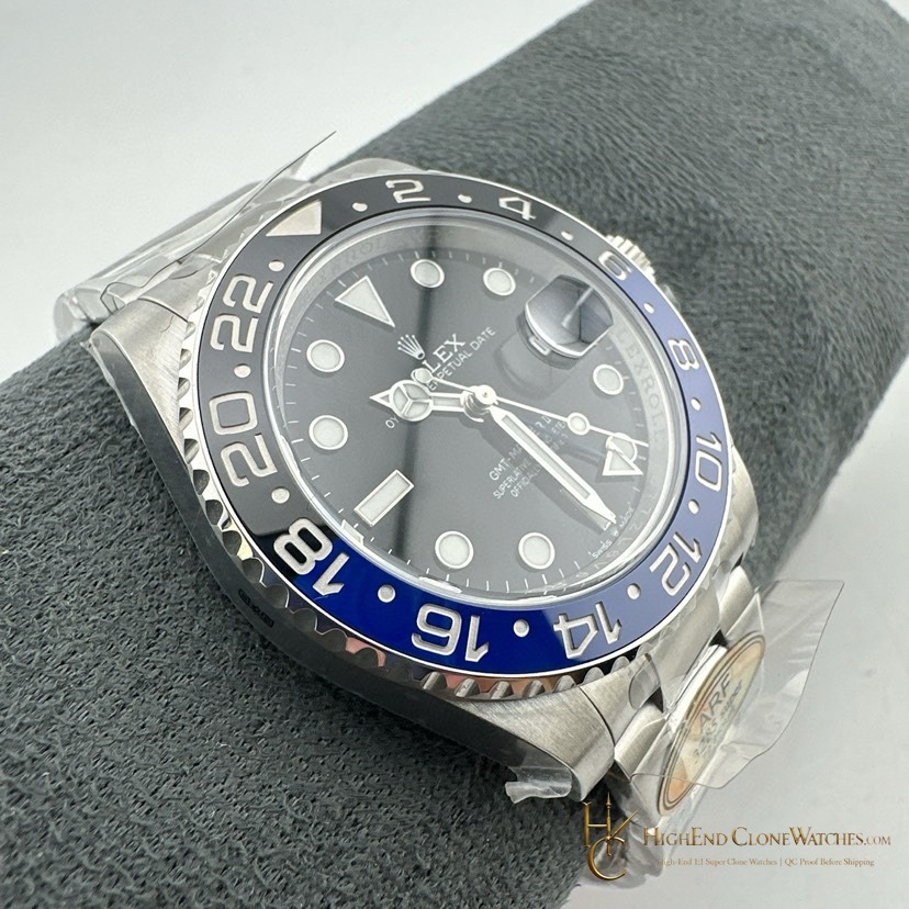 Rolex GMT-Master II 126710BLNR crown and case detail super clone watch