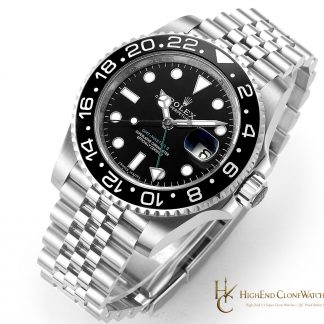 Rolex GMT-Master II 126710GRNR angled dial view super clone watch