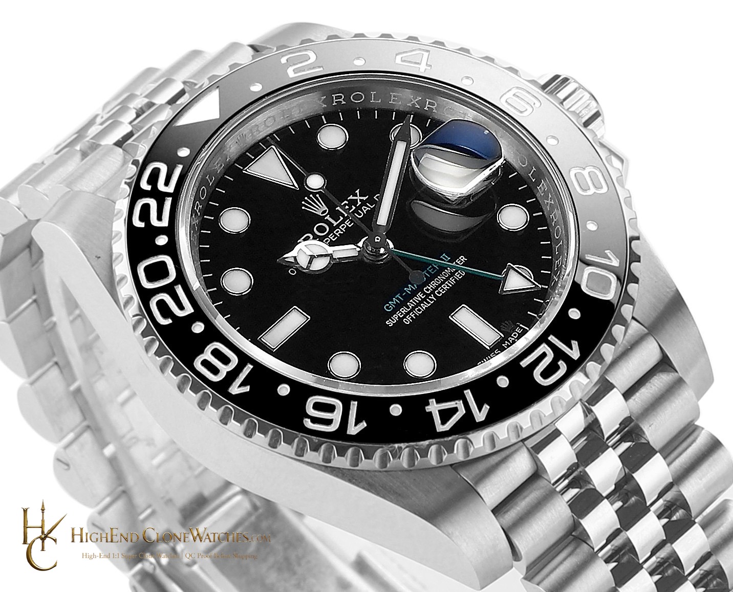Rolex GMT-Master II 126710GRNR bezel detail super clone watch