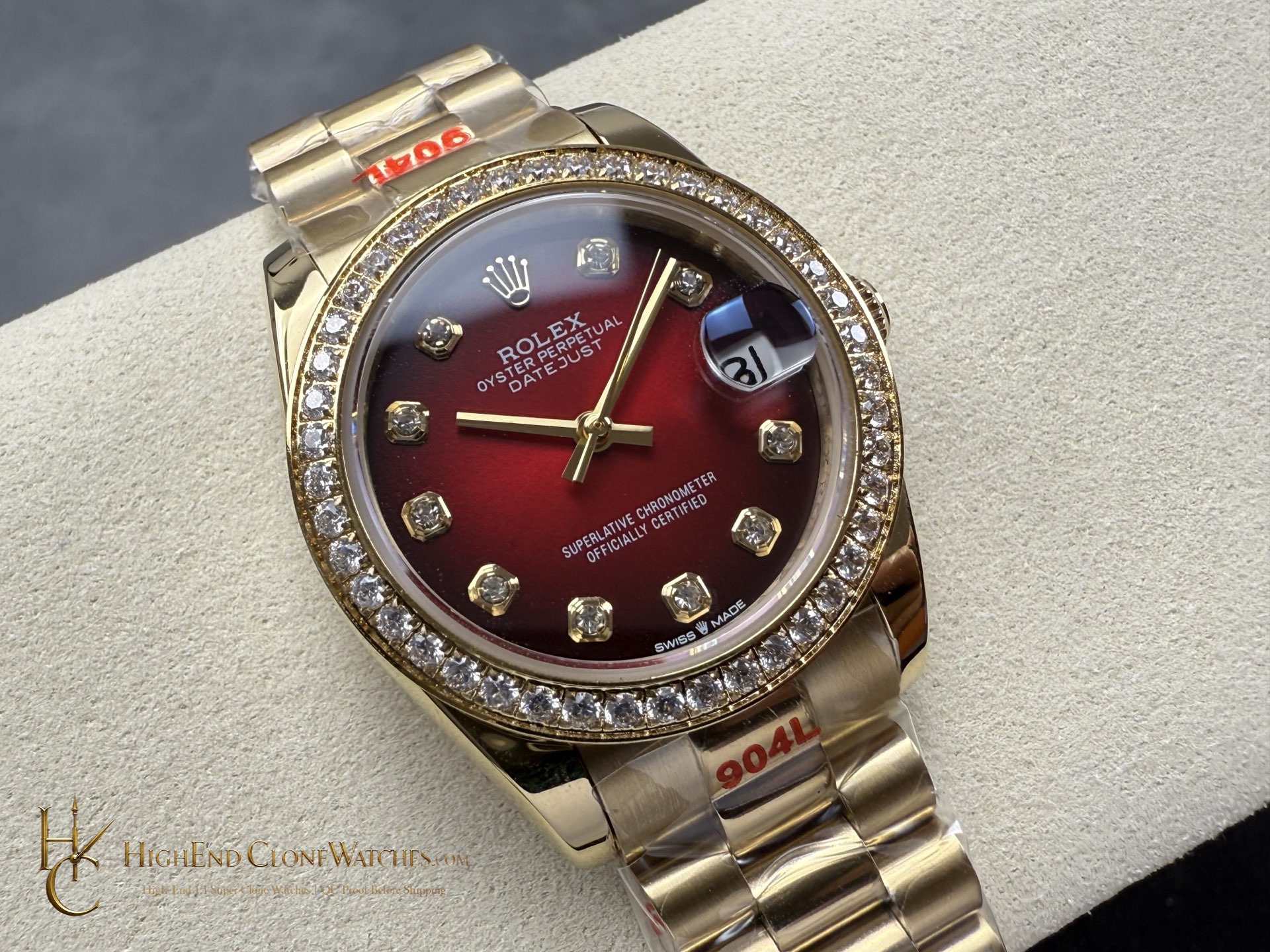 Rolex Datejust 278288RBR angled dial view super clone watch