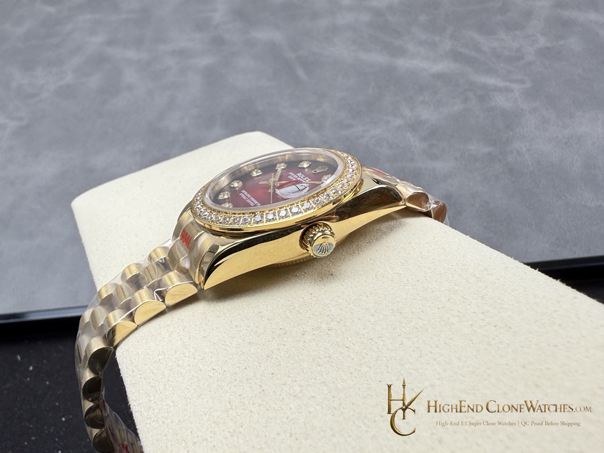 Rolex Datejust 278288RBR crown and case detail super clone watch