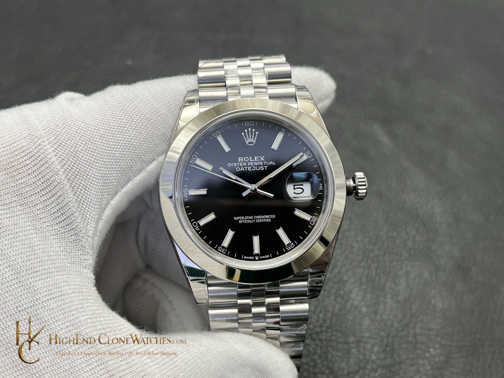 Rolex Datejust 126300-0012 angled dial view super clone watch