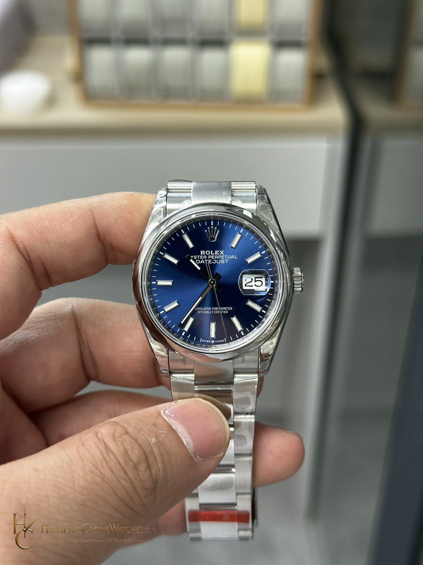 Rolex m126200-0006 DateJust 36 front view super clone watch