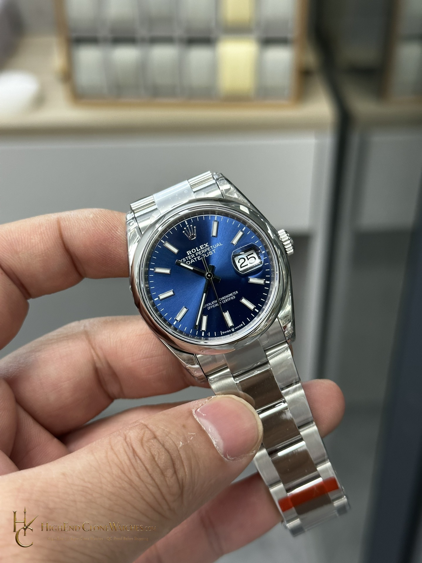 Rolex m126200-0006 DateJust 36 angled dial view super clone watch
