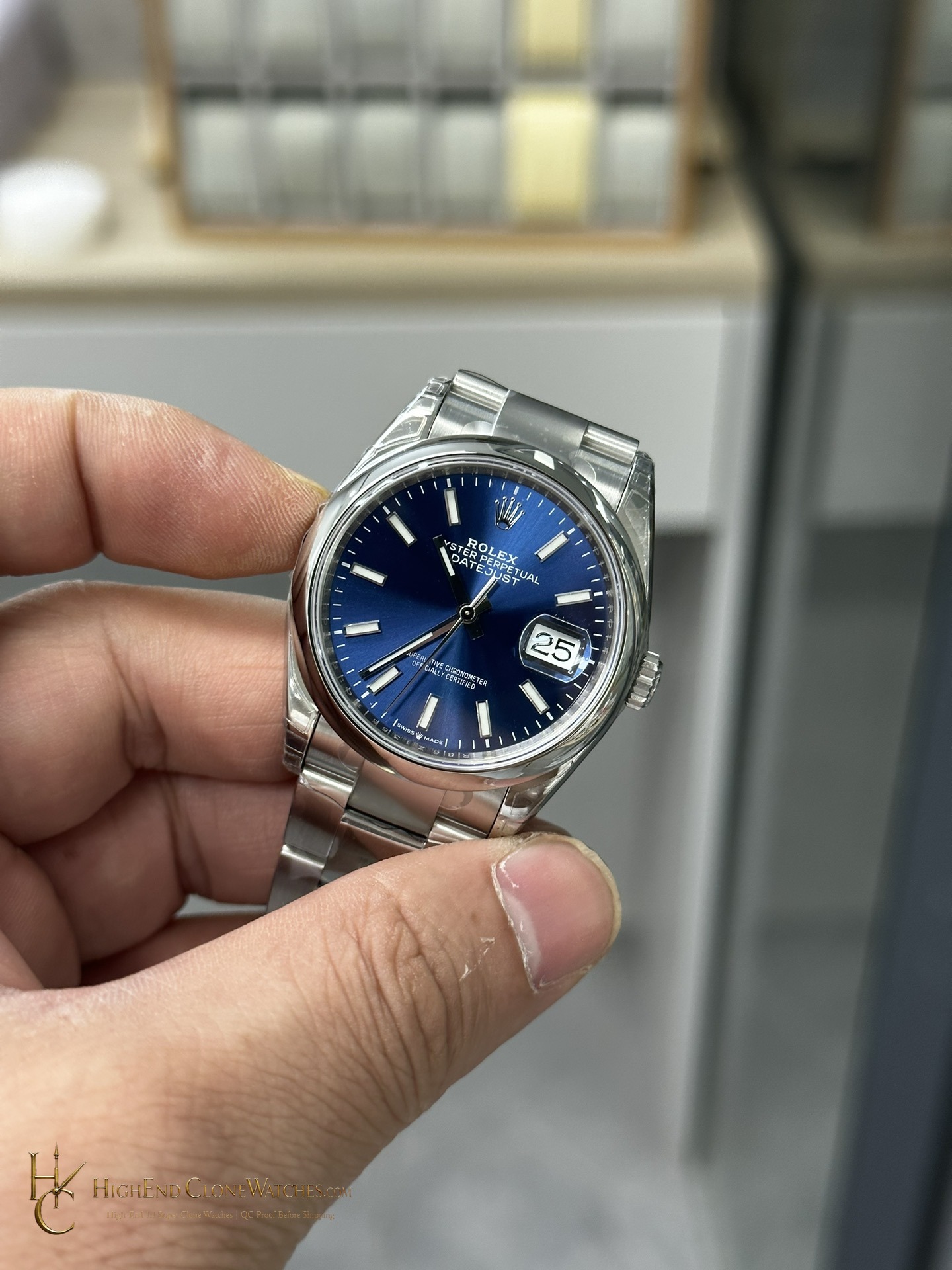 Rolex m126200-0006 DateJust 36 dial and marker detail super clone watch