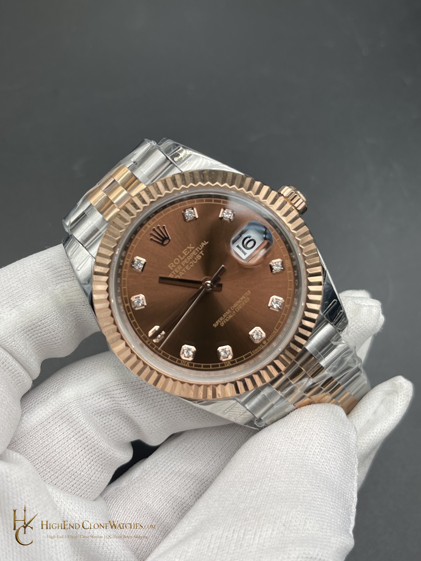 Rolex Datejust M126331-0004 angled dial view super clone watch