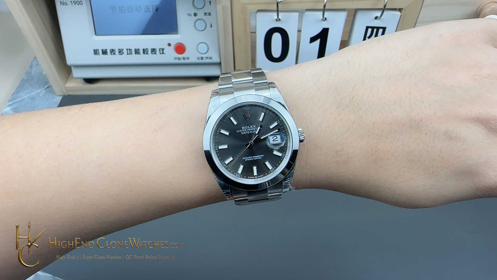 Rolex 126300 DateJust 41 crown and case detail super clone watch