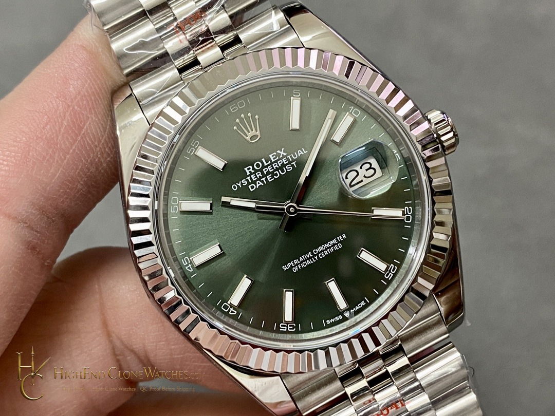 Rolex Datejust 126334-0028 angled dial view super clone watch