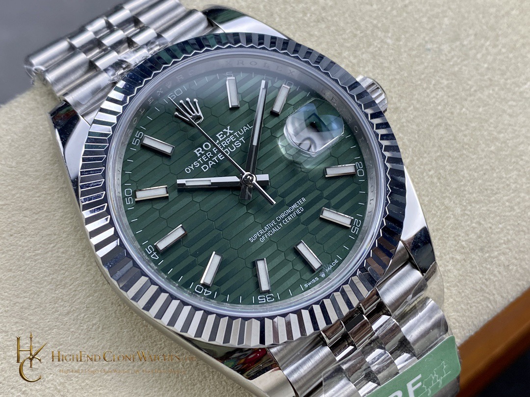 Rolex Datejust 126300-0021 angled dial view super clone watch
