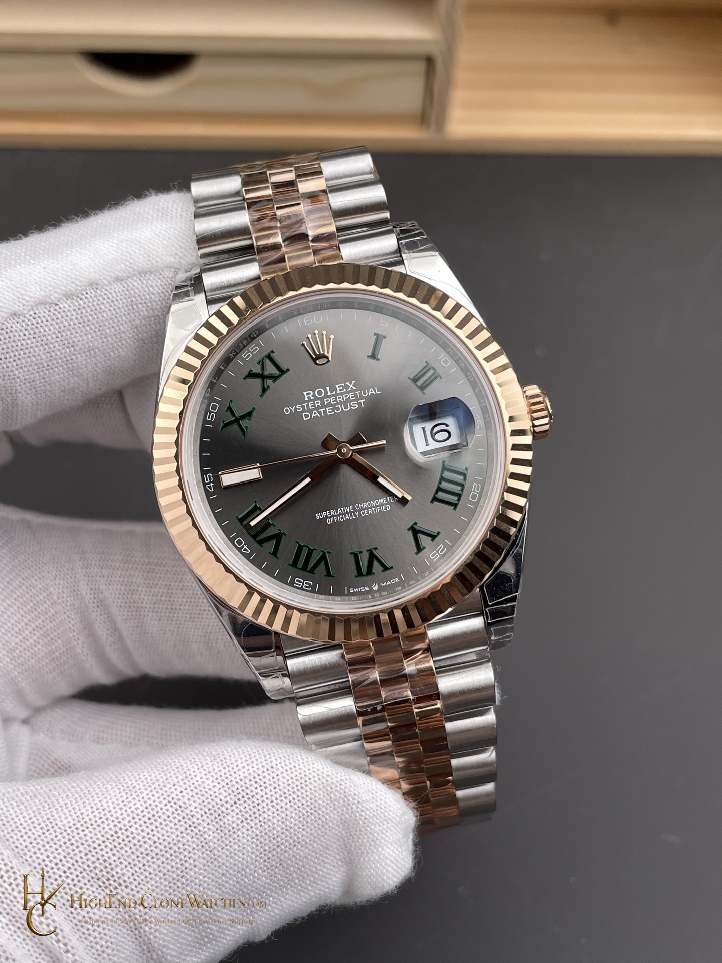 Rolex Datejust 126231-0029 angled dial view super clone watch