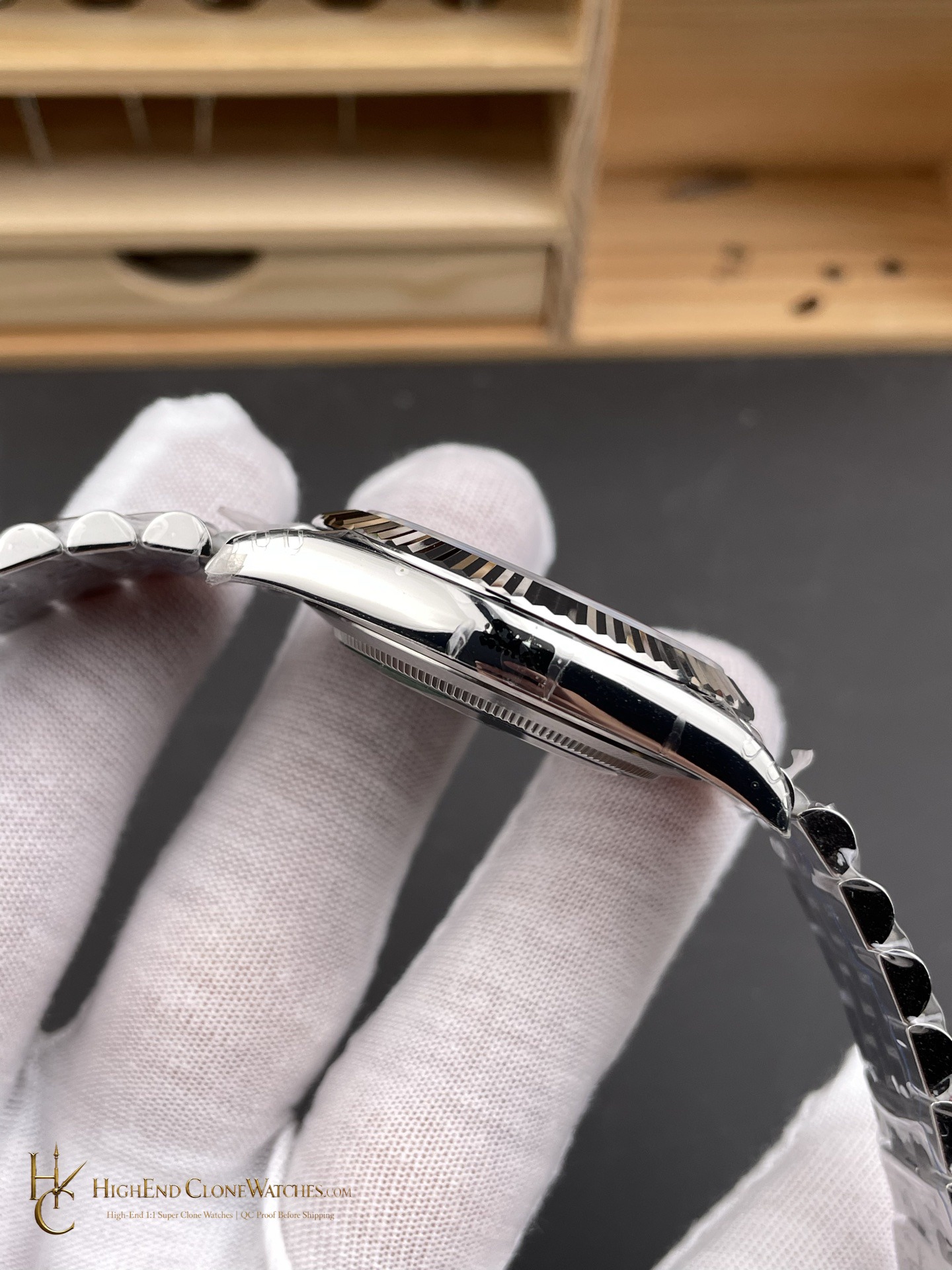 Rolex 126234 DateJust 36 crown and case detail super clone watch