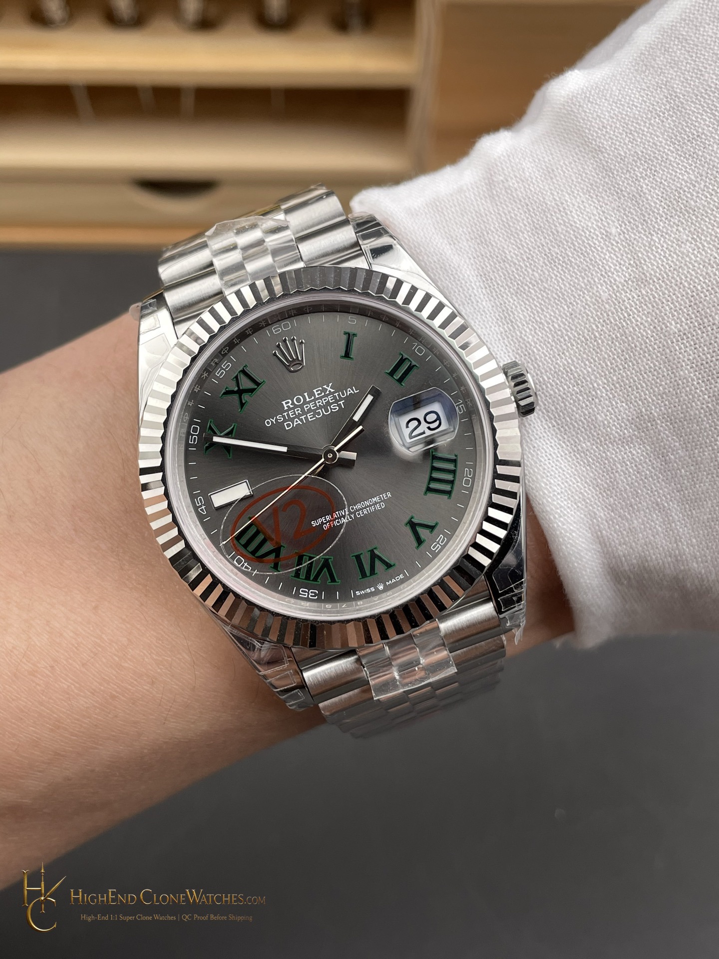 Rolex 126234 DateJust 36 caseback view super clone watch