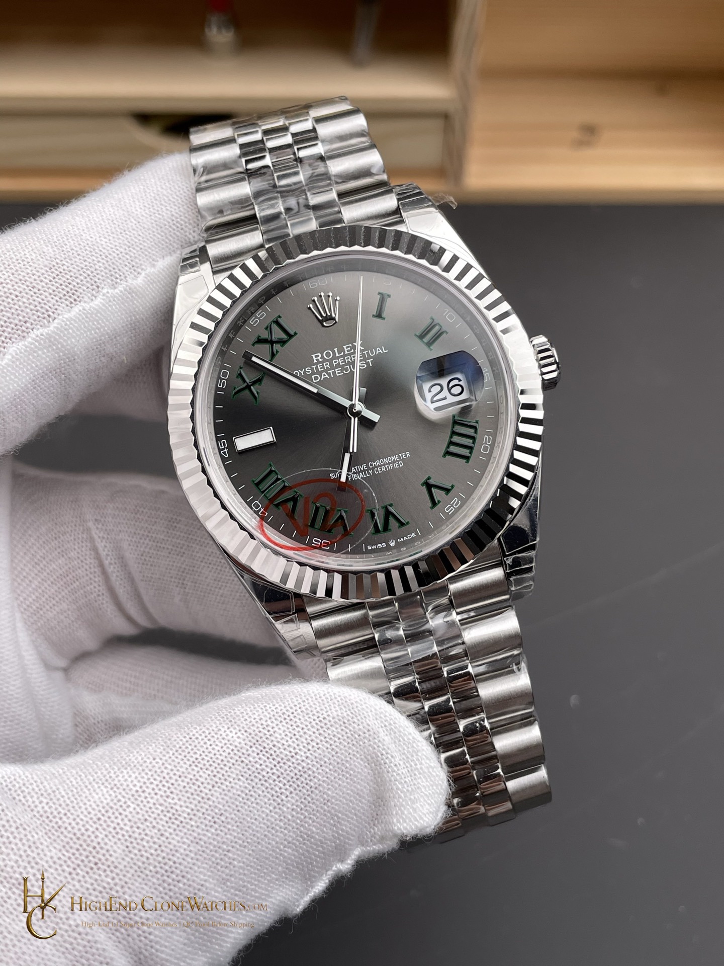 Rolex Datejust 126334 angled dial view super clone watch