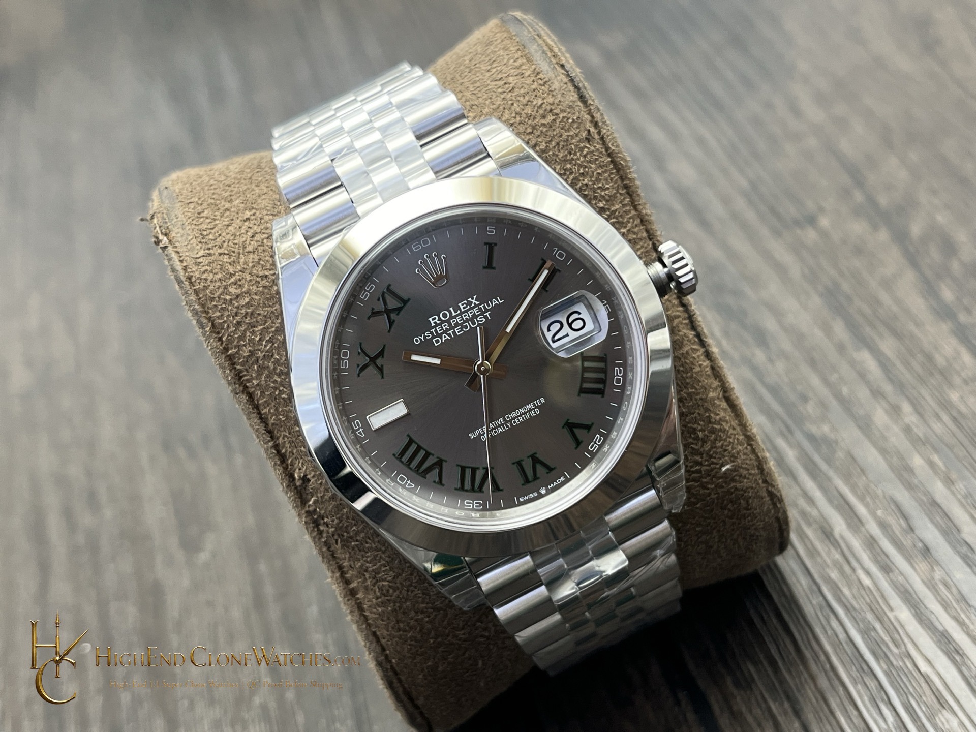 Rolex Datejust 126300 angled dial view super clone watch