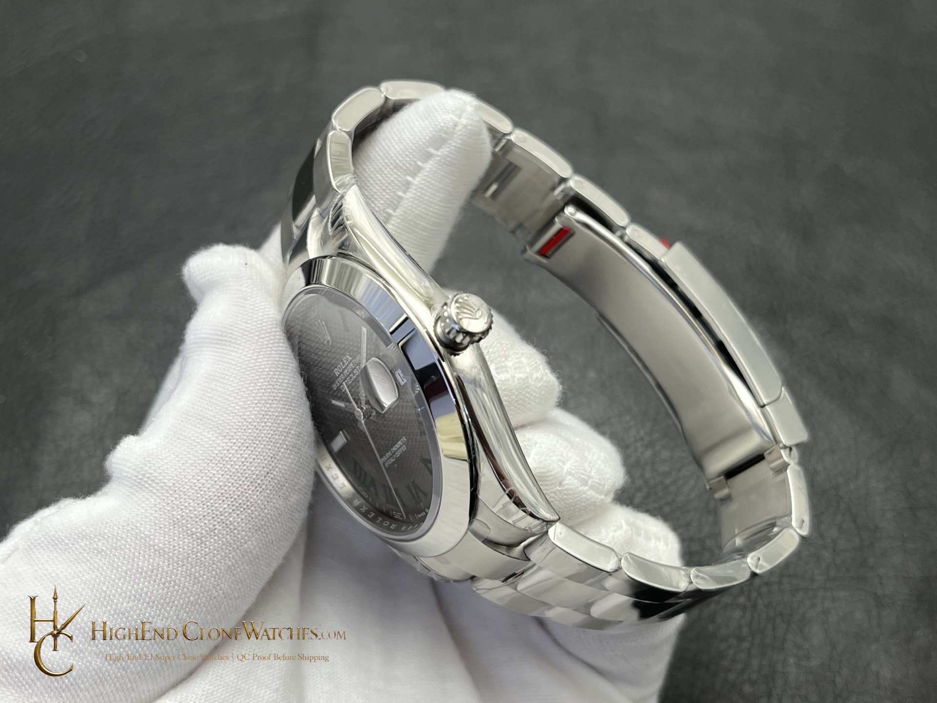 Rolex Datejust m126200-0018 crown and case detail super clone watch