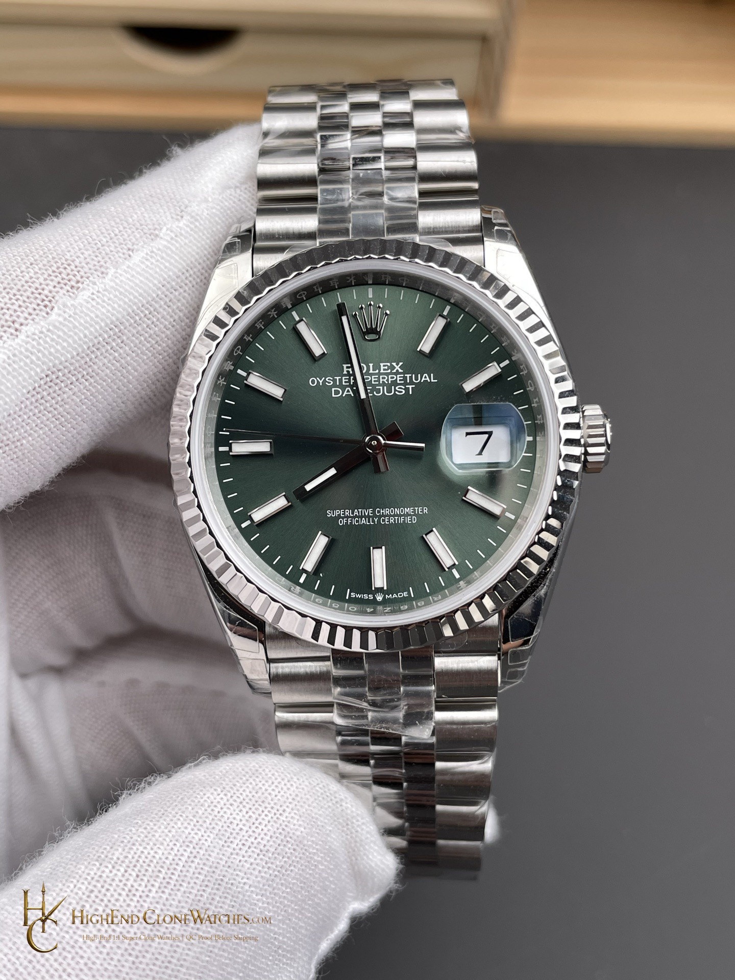 Rolex Datejust 36 Ref. 126234 dial and marker detail super clone watch