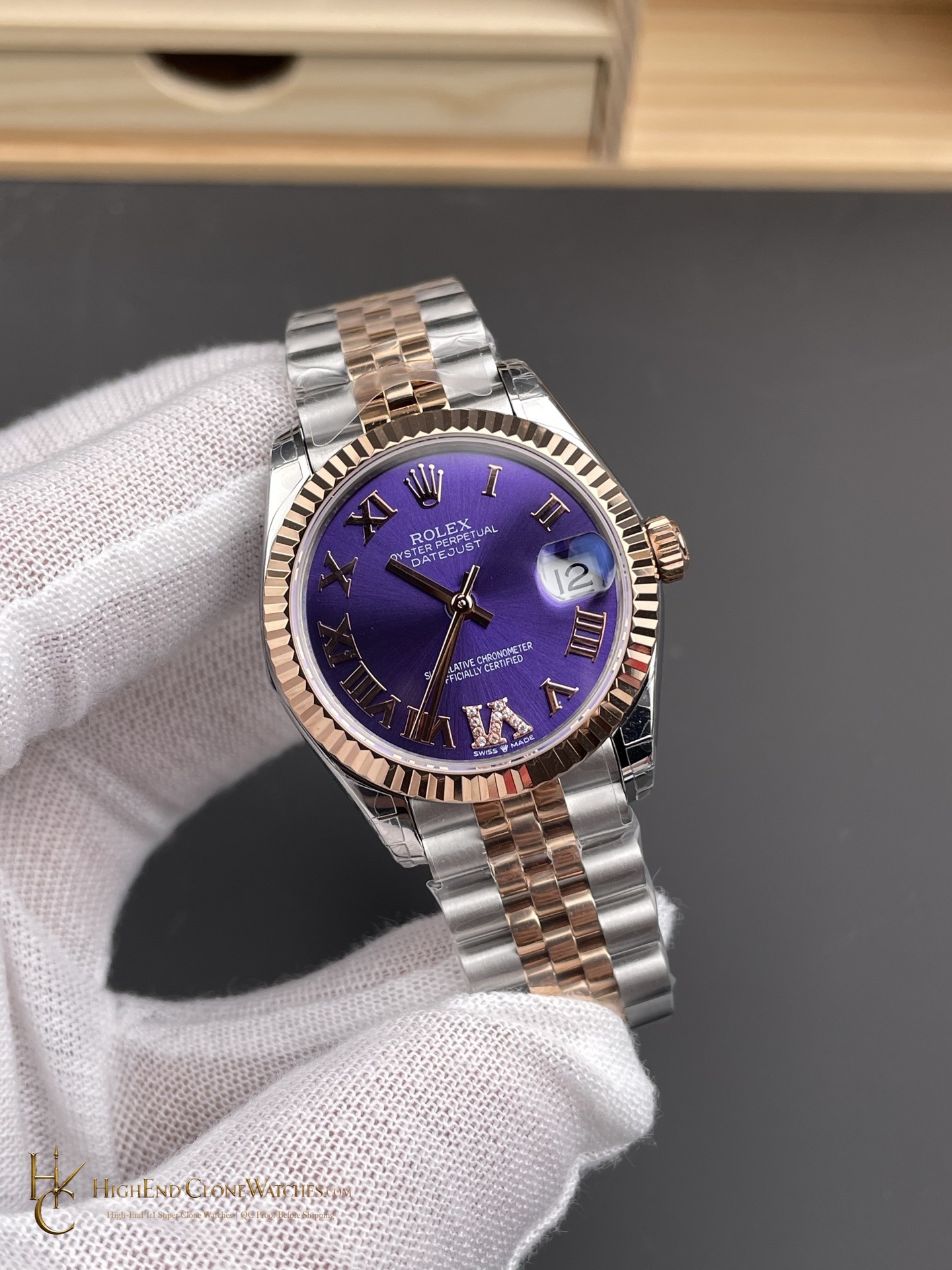 Rolex Datejust m278271-0020 angled dial view super clone watch