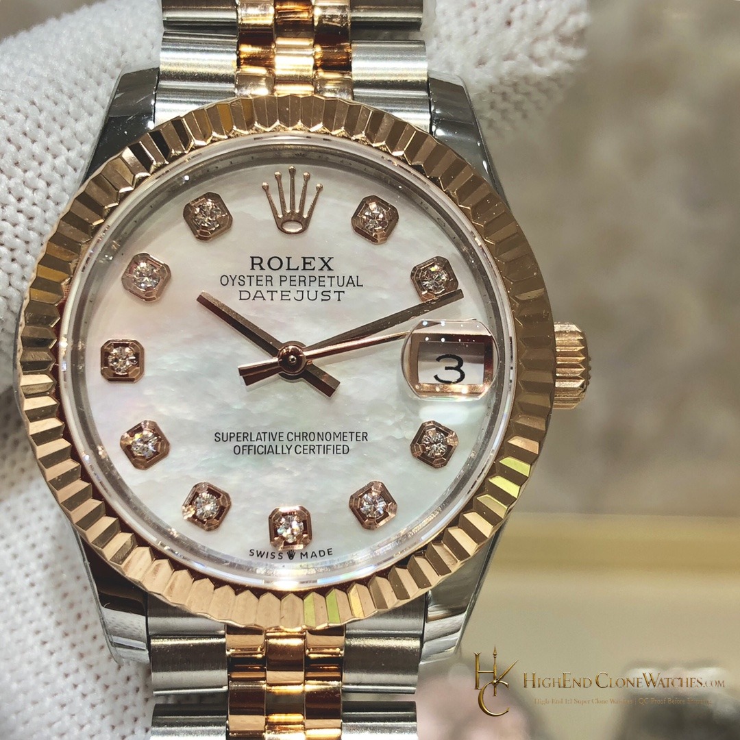 Rolex Datejust 31 m278271-0026 crown and case detail super clone watch