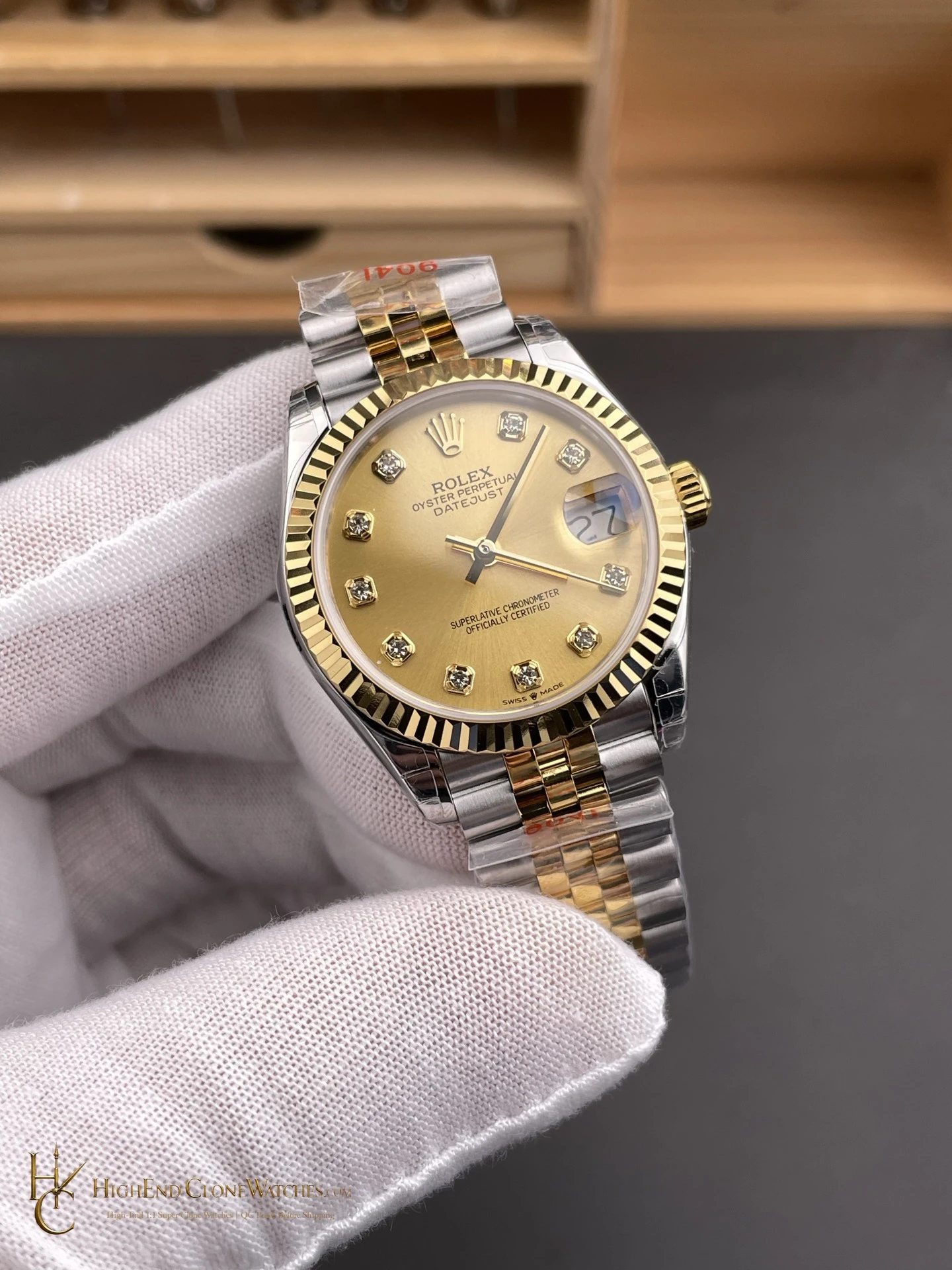 Rolex Datejust 278273 angled dial view super clone watch