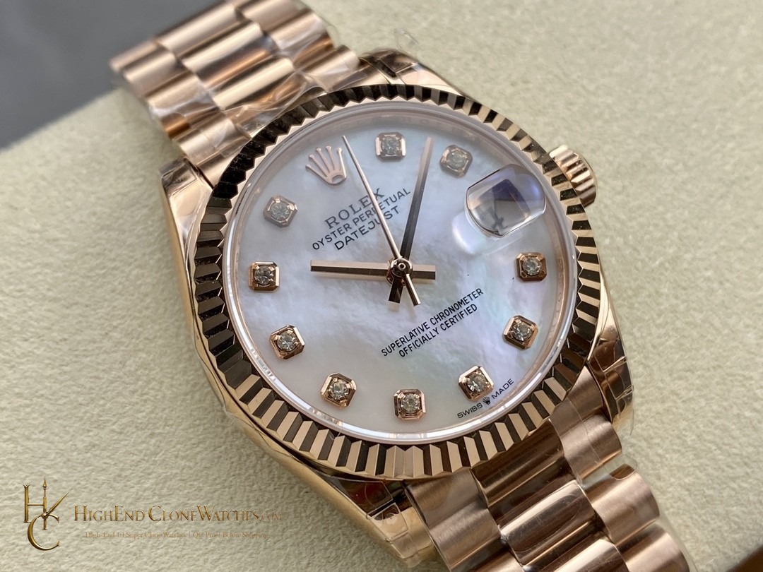 Rolex Datejust 31 278275-0009 angled dial view super clone watch