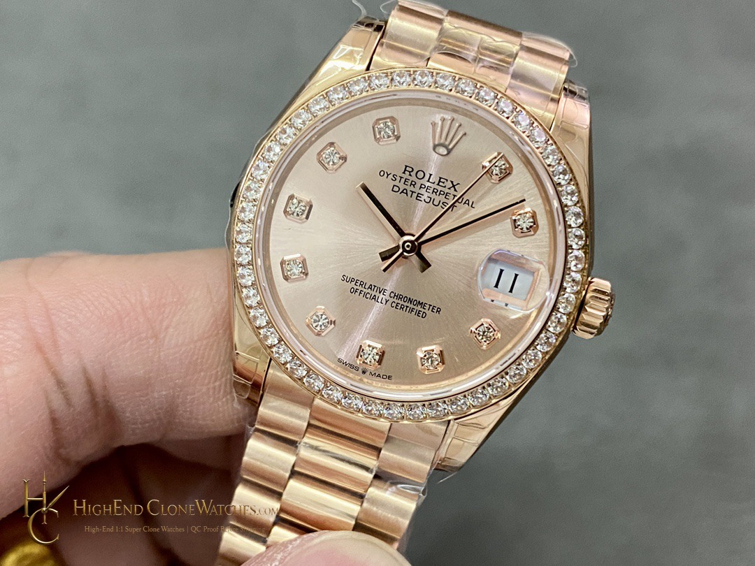 Rolex Datejust angled dial view super clone watch