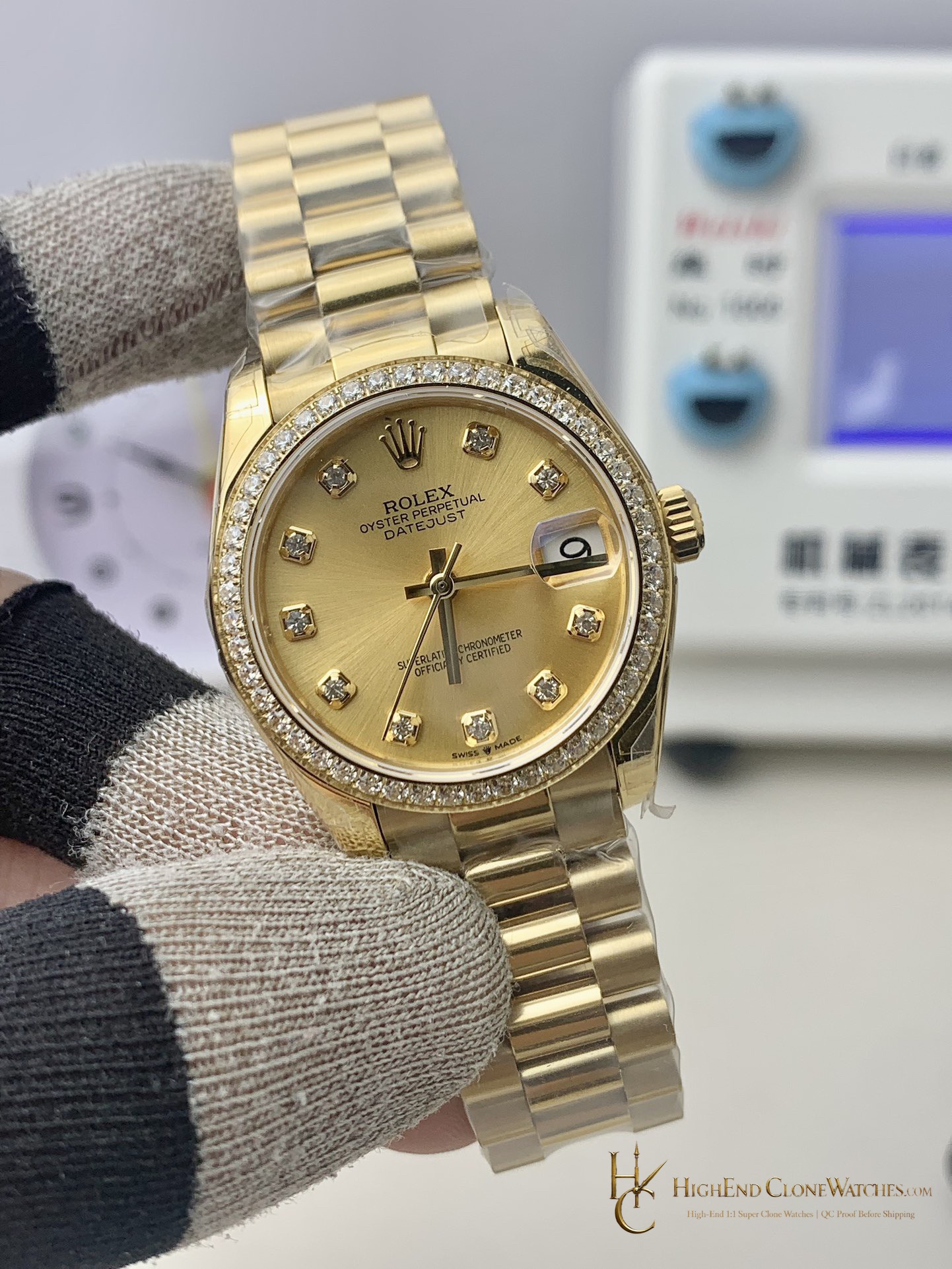 Rolex Datejust m278288rbr-0005 angled dial view super clone watch
