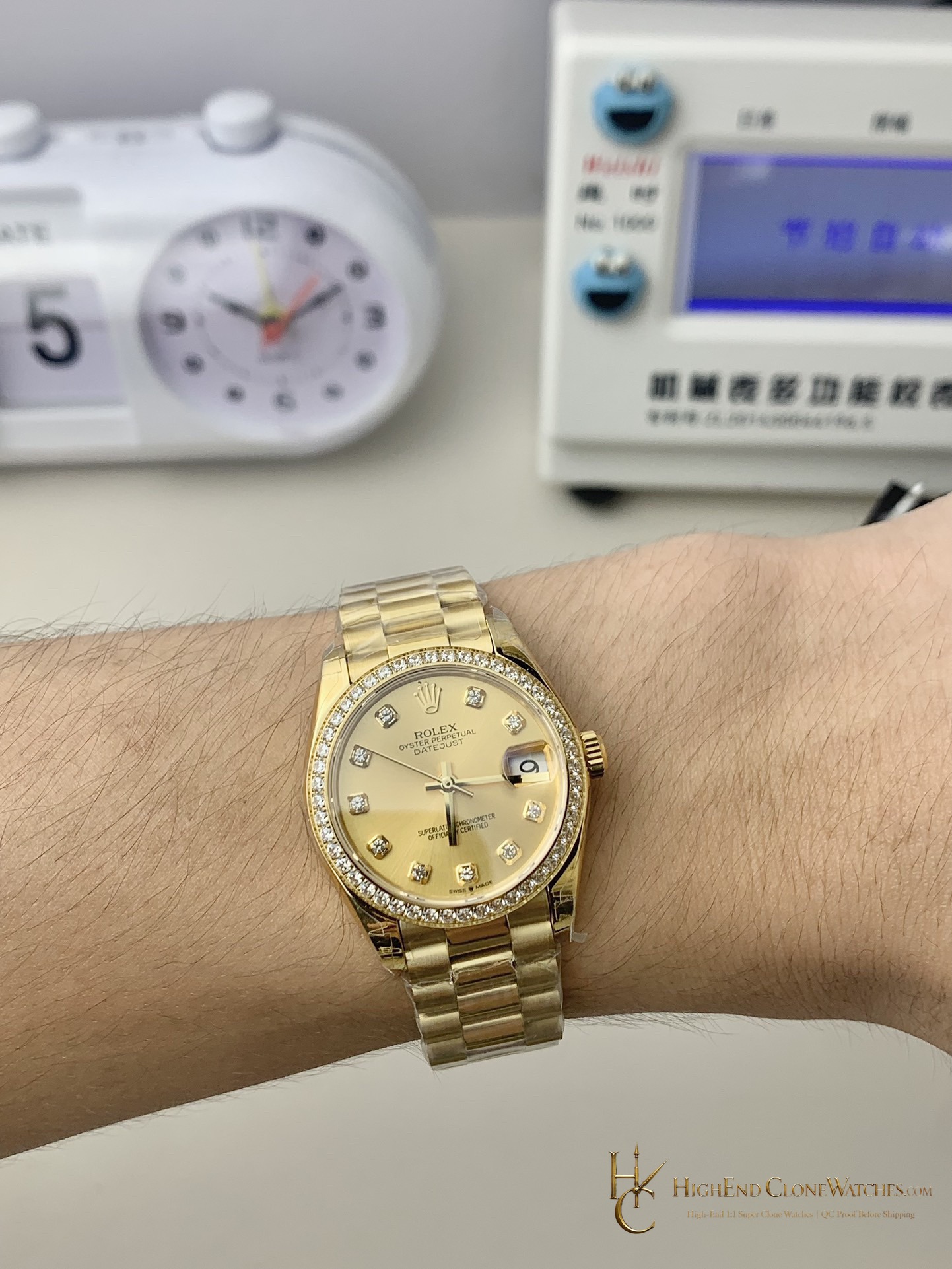 Rolex Datejust m278288rbr-0005 crown and case detail super clone watch