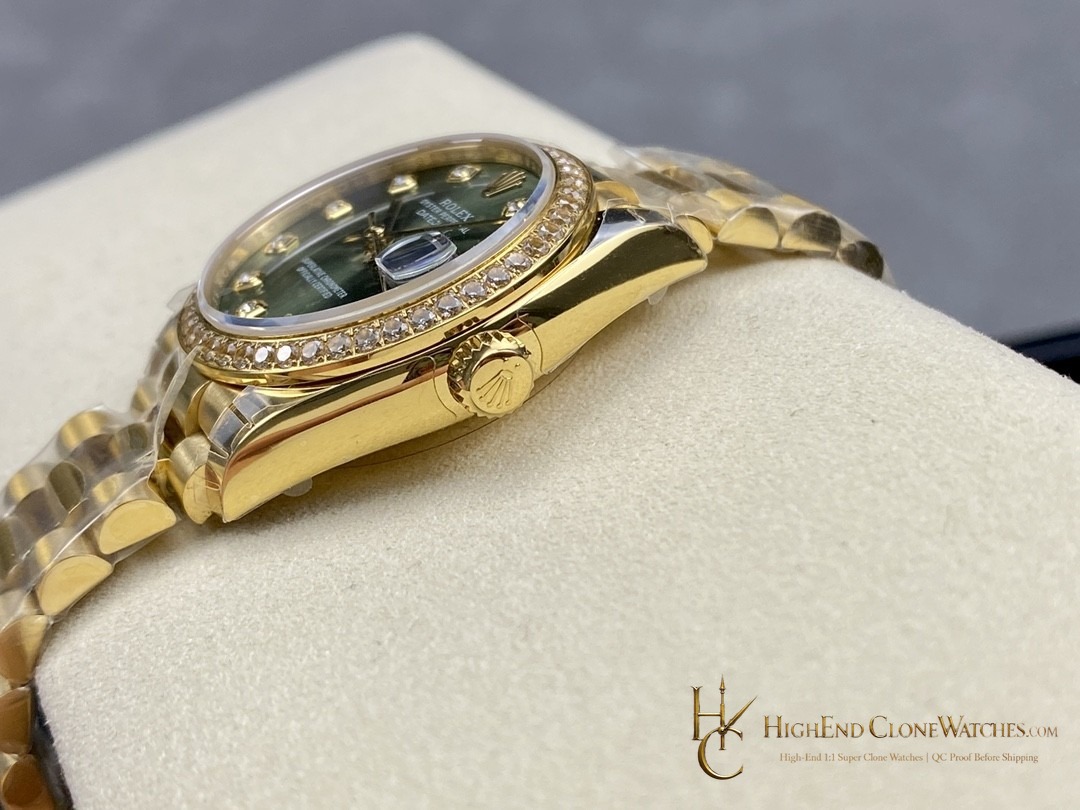 Rolex Datejust m278288rbr-0007 crown and case detail super clone watch