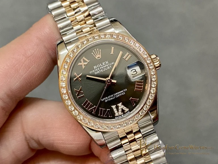 Rolex Datejust 278381RBR-0006 angled dial view super clone watch