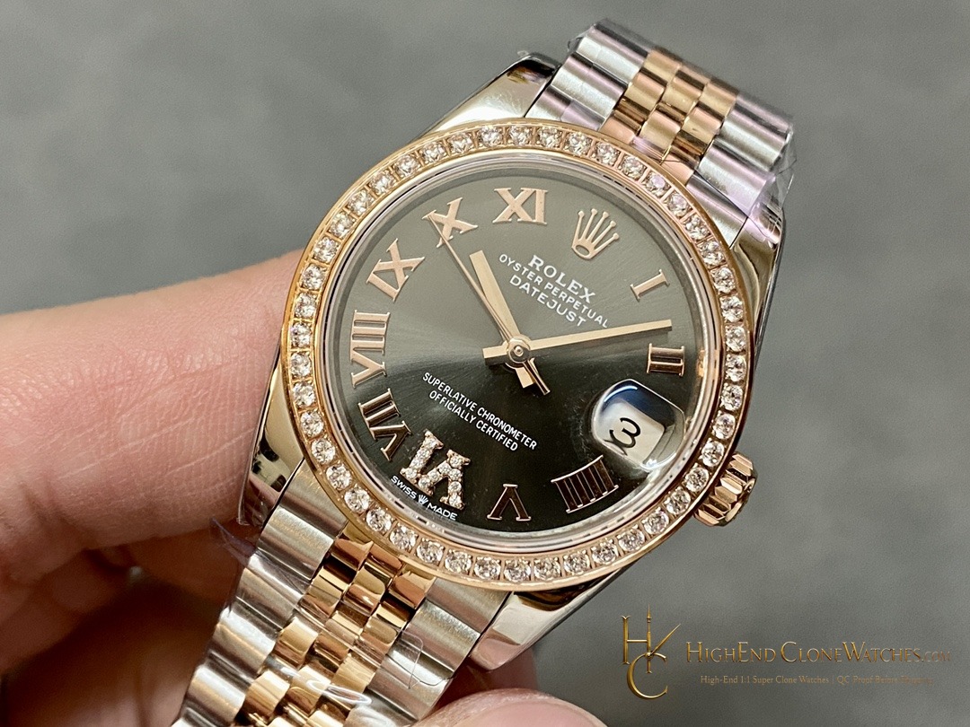 Rolex Datejust 278381RBR-0006 dial and marker detail super clone watch