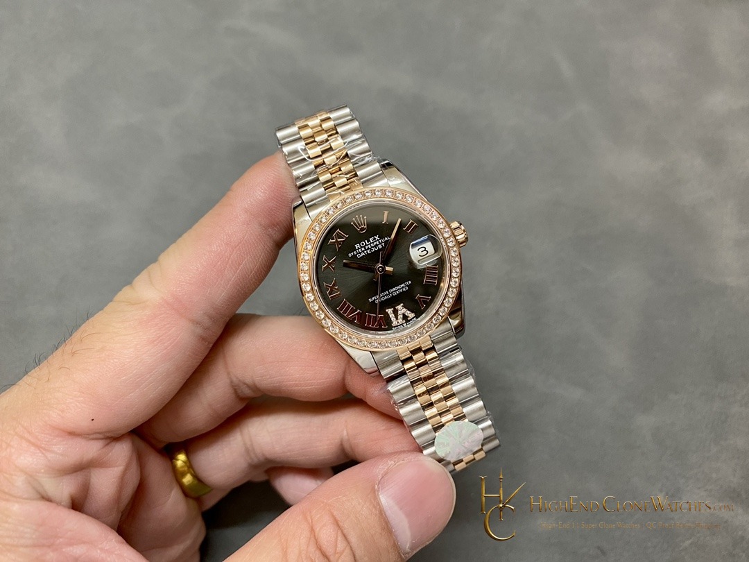 Rolex Datejust 278381RBR-0006 bezel detail super clone watch