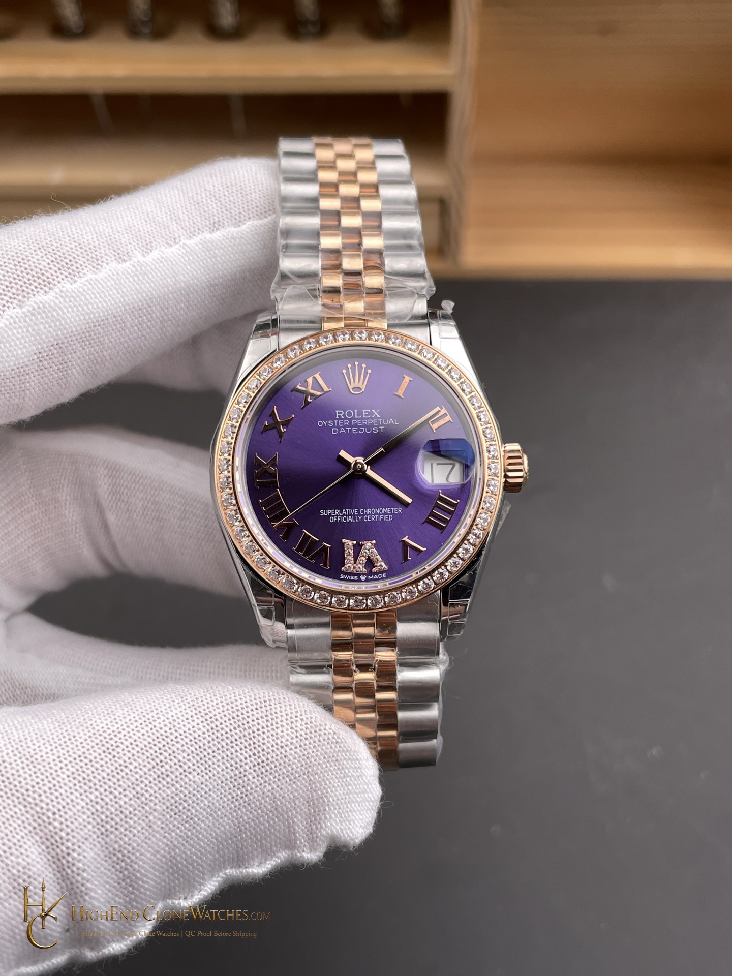 Rolex Datejust m278381rbr-0020 front view super clone watch