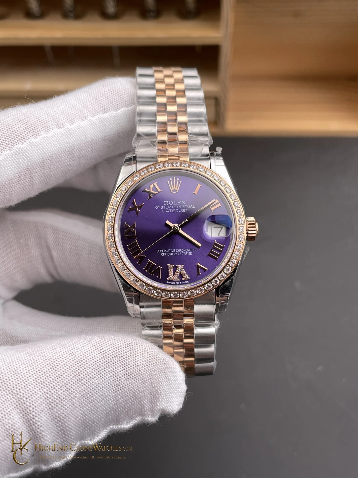 Rolex Datejust m278381rbr-0020 front view super clone watch