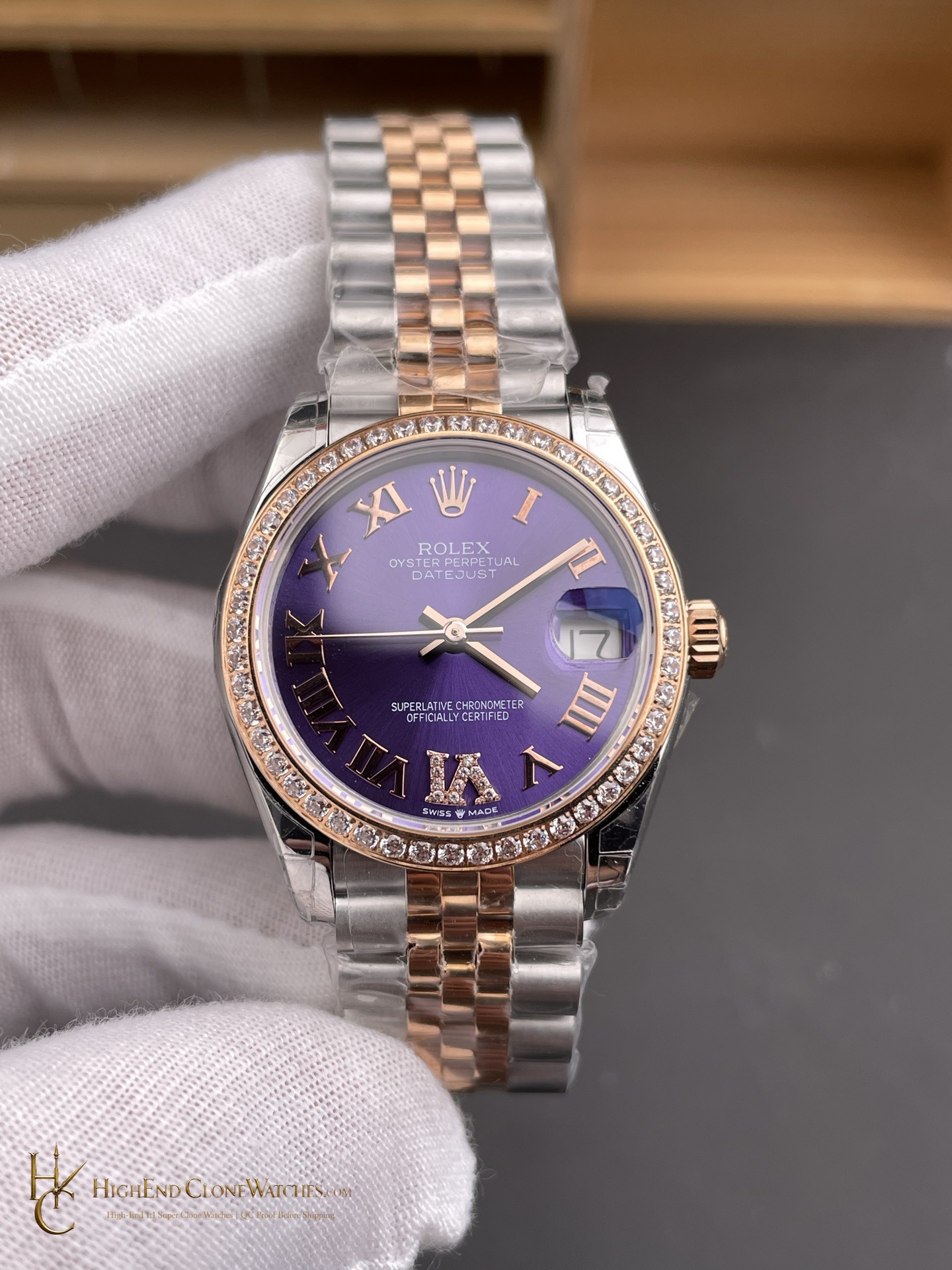 Rolex Datejust m278381rbr-0020 dial and marker detail super clone watch
