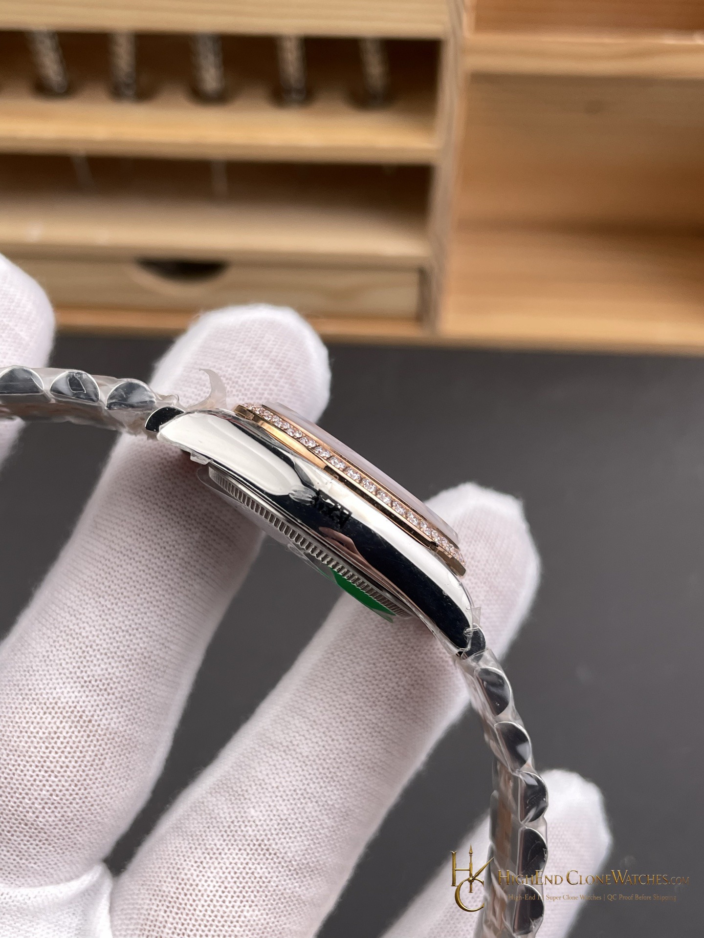 Rolex Datejust m278381rbr-0020 crown and case detail super clone watch